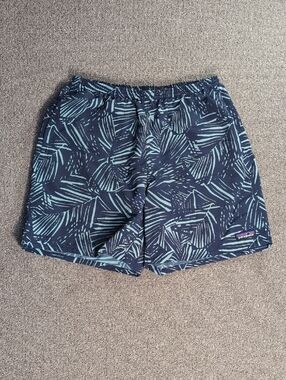 Patagonia Baggies Shorts Lined Trunks Size Medium 6" Tropical Palm Tree Teal